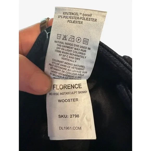 DL1961 Wooster Womens Skinny Jeans Size 23 Dark Wash Stretch Denim Florence Mid - Picture 10 of 11